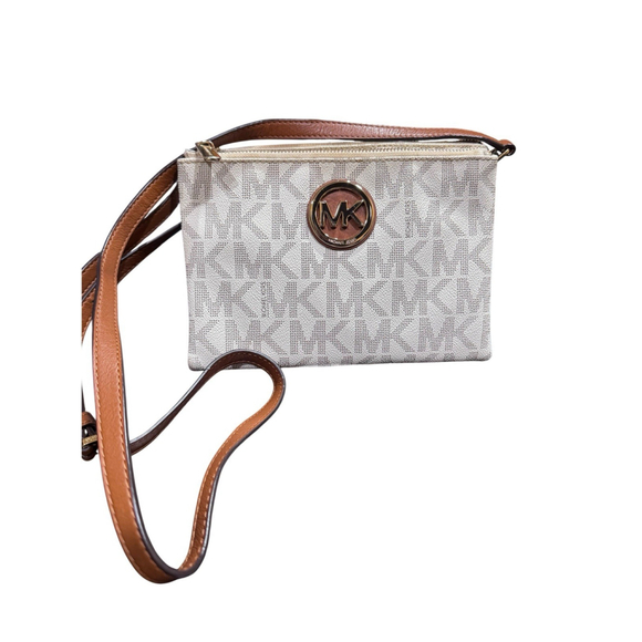 Michael Kors Handbags - Michael Kors Fulton Large White,Gray Signature Logo Crossbody Bag